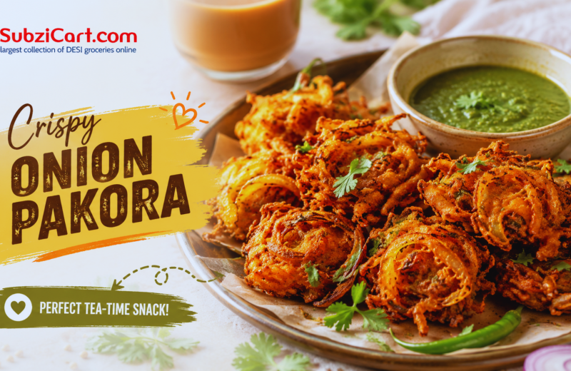 Serve crispy onion pakora with mint chutney and a cup of masala chai.