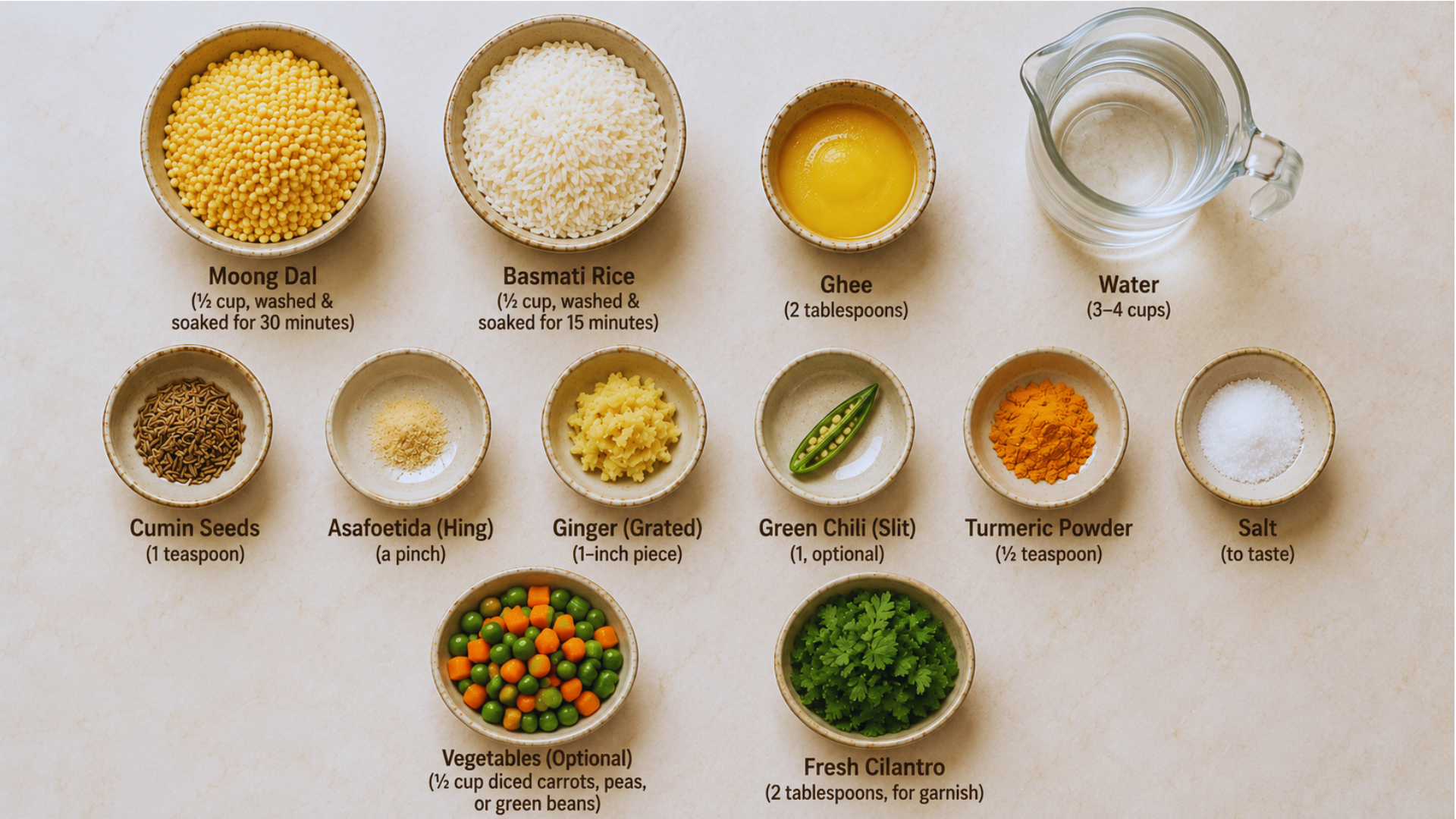 Ingredients of Moong dal khichdi recipe